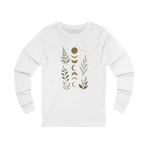Mystical Moon Phase Shirt, Celestial Botanical V-Neck Tee, Witchy Forest Nature Lover Gift, Boho Lunar Cycle T-Shirt image 16
