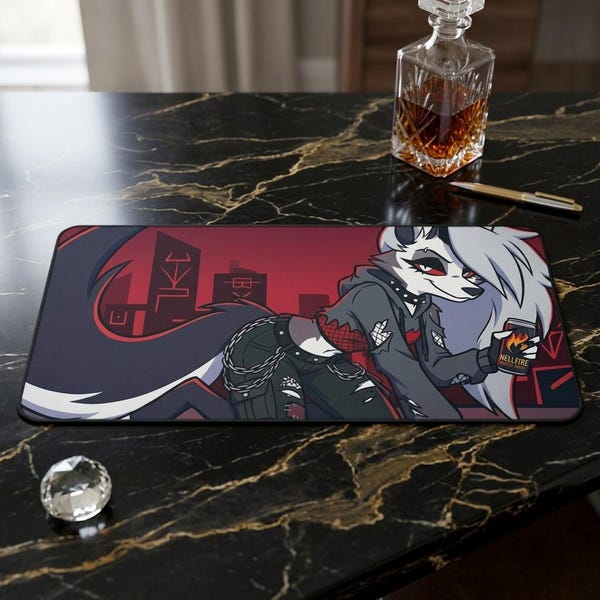 Loona Desk Mat Helluva Boss XL Desk Pad, Goth Mouse Pad Gaming Accessories, Alt Anime Desk Runner Decor, Helluva Fan Gift Setup