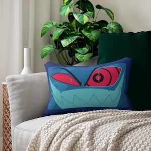 Hazbin Hotel Vox Lumbar Pillow | Retro TV Screen Design