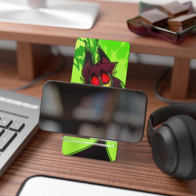 Alastor Mobile Display Stand for Smartphones | Neon Green Phone Stand, Hazbin hotel image 4