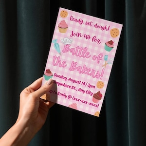 Bake Off Party Digital Invitation Editable Baking Competition Invite Great British Bake Off Theme Printable Bake Party Instant Download 5x7