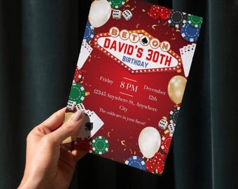 Casino Night Digital Invitation Invite Vegas Party Invite Editable Casino Party Invitation Poker Night Printable Instant Download 5x7 inches