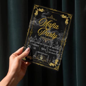 Mafia Party Einladung Digital Download 5 x 7 Zoll Mobster Geburtstag einladen Vorlage Gangster Thema Druckbarer Anpassbarer Text