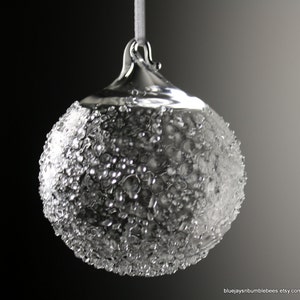 clear textured snowball blown glass ornament