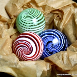 miniature red swirl blown glass ornament image 3