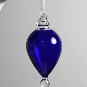 blue drop blown glass ornament