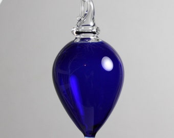 blue drop blown glass ornament