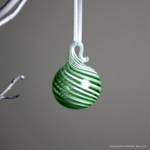 miniature green swirl blown glass ornament