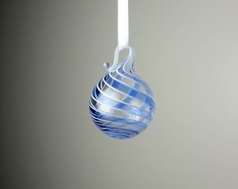miniatur blaue und klare wirbelgeblasene Glasverzierung