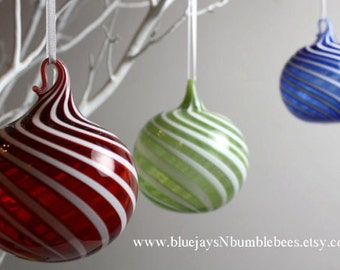 Red swirl blown glass ornament