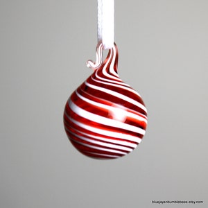 miniature red swirl blown glass ornament