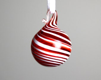 miniature red swirl blown glass ornament