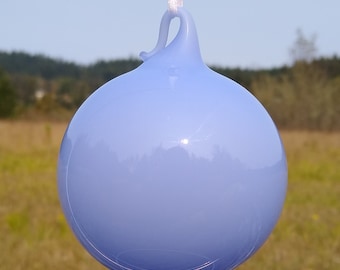 Blue gumball blown glass ornament.