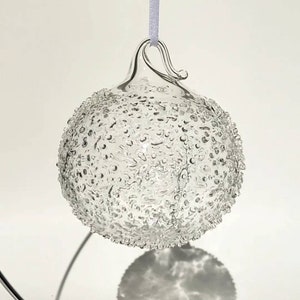 Clear Textured Snowball Blown Glass Ornament - Etsy