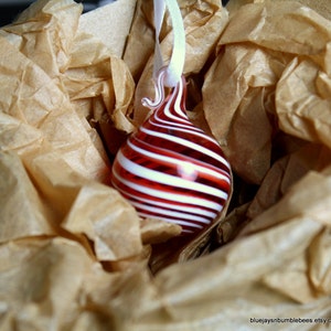 miniature red swirl blown glass ornament image 2