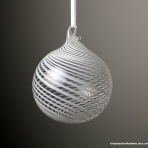 classy white spiral blown glass ornament