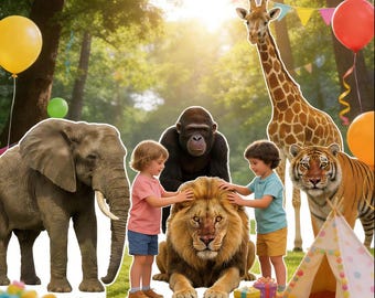 1-8FT Life Size Animal Cutout 4mm Corrugated Plastic Safari Standee | Jungle Zoo Party Decor