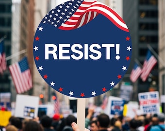 No Kings In America Sign with Stick – Single-Sided Square Handheld Outdoor Sign for Events, Blue