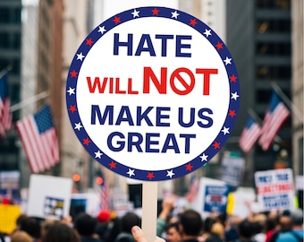 No Kings In America Sign with Stick – Single-Sided Square Handheld Outdoor Sign for Events, Blue