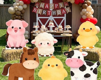 Cartoon Life Size Cardboard Cutout Standee, Farm Animal Party Decor, Birthday Party Yard Sign Decoration, Baby Shower Supplies