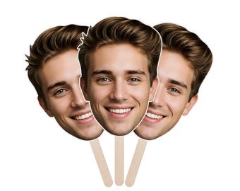 Custom BigHead Cutouts on a Stick 6-48 Inchs Personalized Face Photo Party Props for Graduation Birthday Wedding Events, 1PC