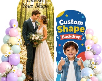 Personalized Arch Backdrop Standee, 1-8FT, with Back Stand Photo Background Board for Birthday Party, Wedding, Graduation, Baby Shower
