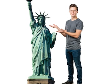 Statue of Liberty Cardboard Cutout, Life Size Backdrop for Weddings, Birthdays, Classroom Decor Coroplast, Easy Assembly Reusable, 1 Piece