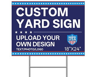 Custom Yard Sign with Stakes, Personalized Decorative Signs for Outside, Customized Full Color Lawn Sign, Double Sided Print Signs Outdoor