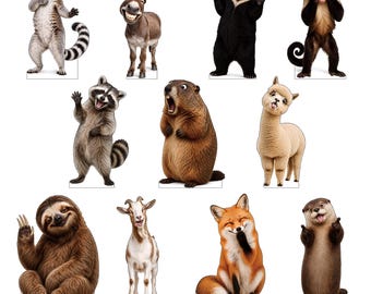 Funny Animal Life Size Cardboard Cutout Standee,  Waterproof Animal Standup for Birthday Party Decor, Event Display, Photography Props