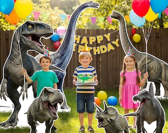 Dinosaur Life Size Cardboard Cutout (1–8ft) | T-Rex, Triceratops & More | Jurassic Party Decor, Classroom Prop, Photo Booth Backdrop