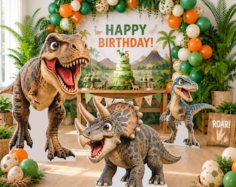 Cartoon Dinosaur Life Size Cardboard Cutout, Dino Standup Decoration for Display, birthday Party