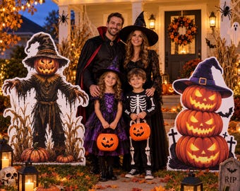 Halloween Lifesize Cardboard Cutout, Spooky Character Yard Decor, Large Halloween Party Decoration, Porch Photo Prop, Haunted House Decor
