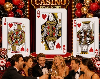 Jumbo Playing Card Cardboard Cutouts, Giant Poker Cards Standee for Casino Party Decorations, Theme Birthday Backdrop, Game Night Decor