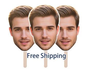 Custom Big Head Cutouts on a Stick | Personalized Face Cutouts 6-48 Inch | Photo Party Props for Graduation Birthday Wedding Events, 1PC