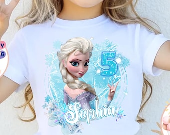 Princess Anna & Elsa Birthday Shirt, Custom Frozen Birthday Girl Shirt, Disney Family Matching Birthday Tee, Disneyland Birthday Party Tee