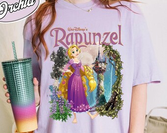 Retro Disney Tangled Rapunzel Floral Comfort Color Shirt, Disney Princess Rapunzel shirt, Lost Princess Tee, Magic Kingdom Shirt,Disney Trip