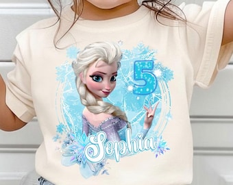 Princess Anna & Elsa Birthday Shirt, Custom Frozen Birthday Girl Shirt, Disney Family Matching Birthday Tee, Disneyland Birthday Party Tee