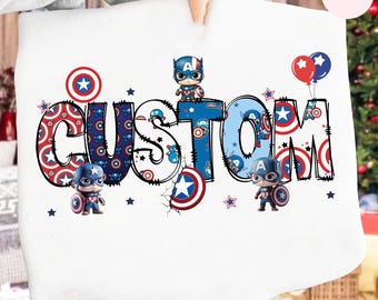 Custom Captain America Shirt, Personalized Superhero Tee, Avengers Party