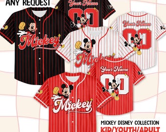 Custom Disney Mickey Mouse Collection Baseball Jersey, Disneyland Baseball Team Matching Outfit, Birthday Gift, Disney Mickey Mouse Jersey