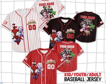 Custom Spidey and Friends Baseball Jersey, Personalized Superhero Shirt