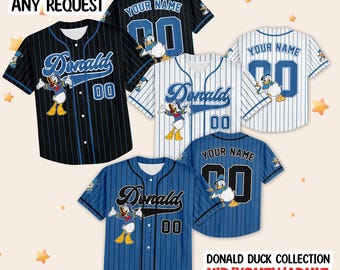 Personalize Disney Vintage Donald Duck Jersey, Baseball Jersey Collection Choose Style Jersey Disneyland Birthday Gift For Kid Youth Adult