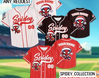 Personalized Spidey Christmas Baseball Jersey, Custom Superhero Shirt