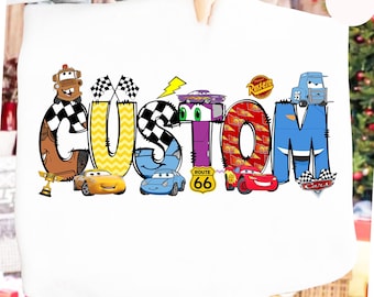 Camiseta personalizada de Disney Cars para la familia, regalo de cumpleaños para niño de McQueen, fiesta de cumpleaños de coches de carreras 2026, camiseta de mamá y papá, camiseta de cumpleaños de Pixar Cars