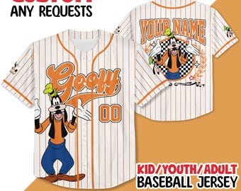 Personalize Disney Goofy Vintage Simple Jersey, Mickey And Friends Custom Kid Youth Adult Baseball Jersey, Custom Disney Birthday Gift