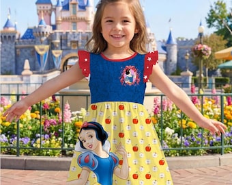 Personalized Name Snow White Seven Dwarf Friend Ruffle Dress Princess Snow White Dress,Custom Birthday Disneyland Vacation 2026 Tennis Dress