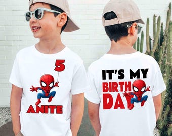 Spider-Man Birthday T-Shirt, Superhero Toddler Tee, Family Matching