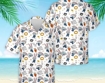 Zootopia Checkered Coqutte Bow Kids Hawaiian Shirt, Judy & Nick Cute Hawaiian Shirt, Disney Zootopia Button Up, Disneyland Trip Button Up