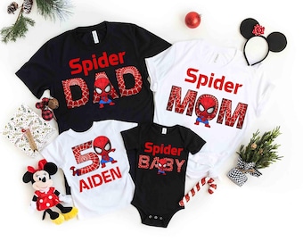 Spiderman Birthday Family Shirts, Superhero Party Gift