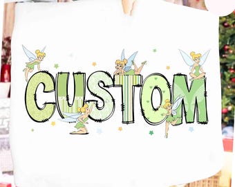 Custom Name Disney Tinkerbell Shirt, Comfort Colors Disney Princess Tinkerbell Birthday Birl Family Disney Tinkerbell Matching Magic Kingdom