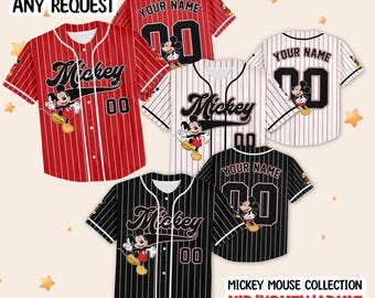 Colección de camisetas de béisbol personalizadas de Disney Mickey y sus amigos, colección de camisetas de béisbol, elige el estilo, regalo de cumpleaños de Disneyland.